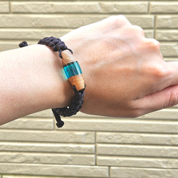 映える夏色ブレスレット【けやき】ウッドレジン  透明感 4枚目の画像