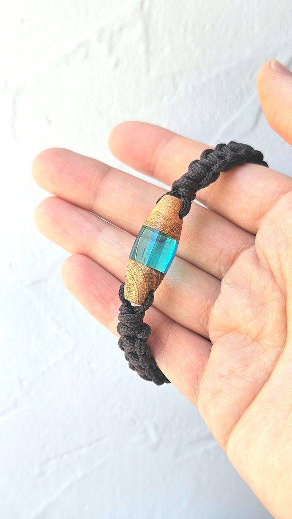 映える夏色ブレスレット【けやき】ウッドレジン  透明感 7枚目の画像