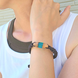 映える夏色ブレスレット【けやき】ウッドレジン  透明感 2枚目の画像