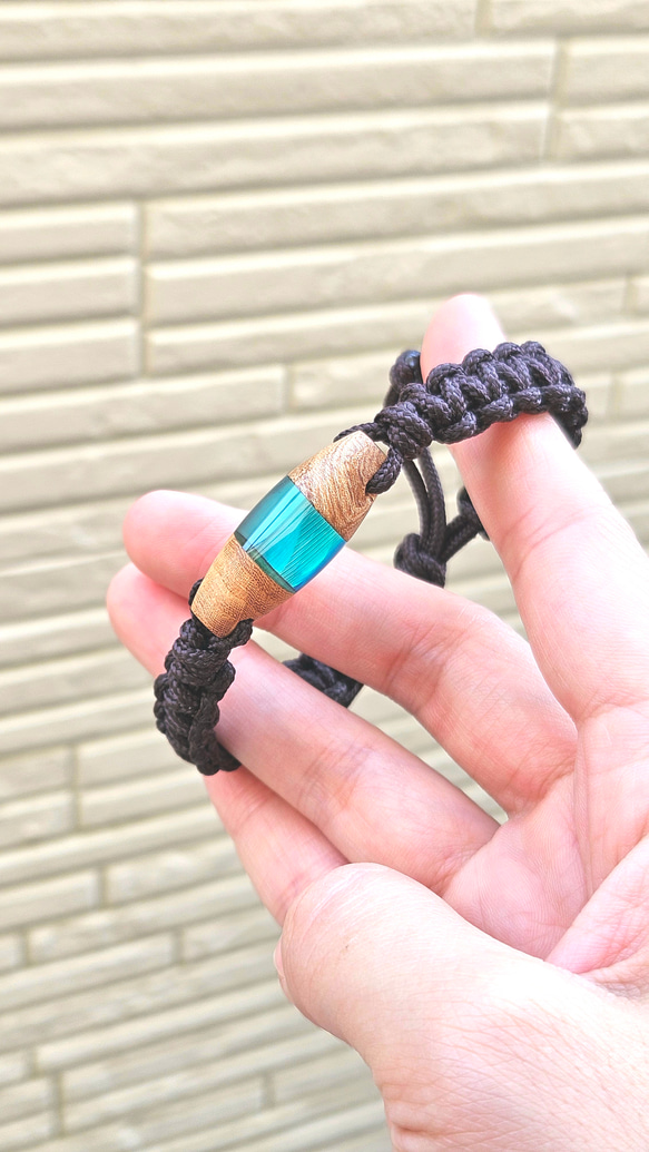 映える夏色ブレスレット【けやき】ウッドレジン  透明感 6枚目の画像