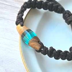 映える夏色ブレスレット【けやき】ウッドレジン  透明感 5枚目の画像