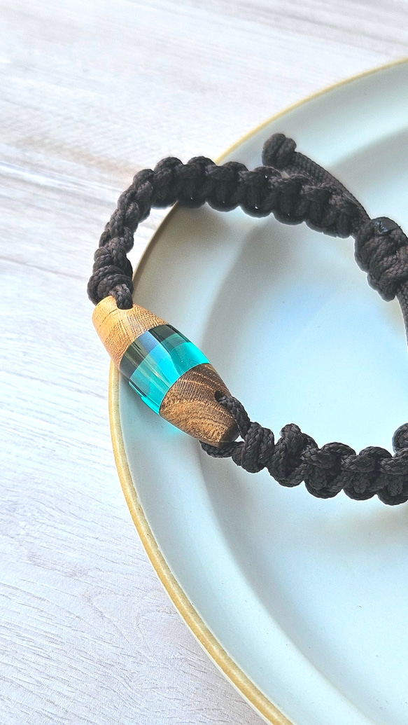 映える夏色ブレスレット【けやき】ウッドレジン  透明感 5枚目の画像