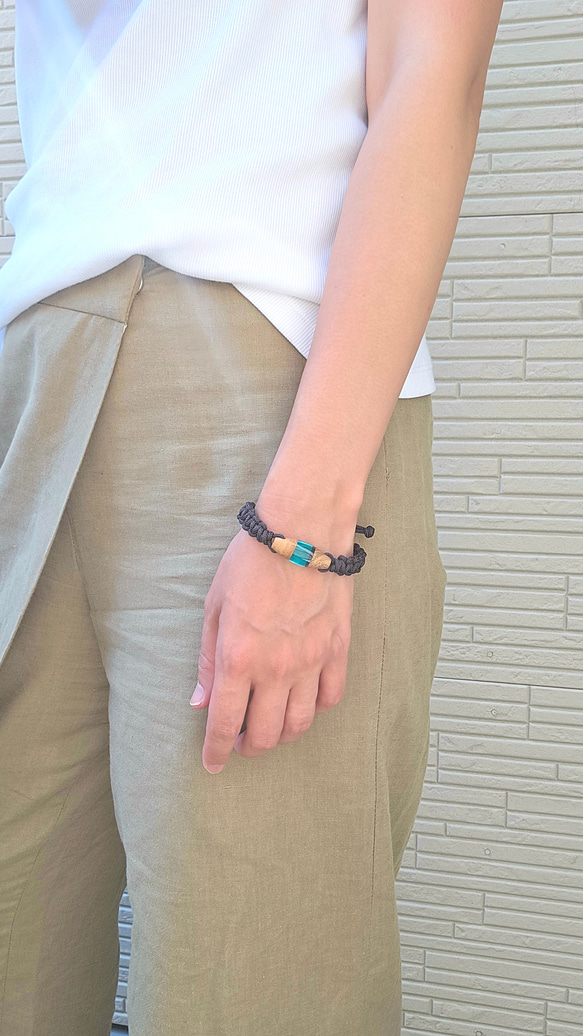 映える夏色ブレスレット【けやき】ウッドレジン  透明感 3枚目の画像