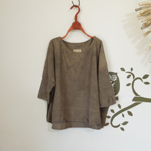 （お得な特別割引価格） asana カットソー○草木染め麻墨グレー テロテロ HEMP100% カットソー(長袖+七分)