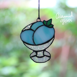 ステンドグラス バオバブの木 グリーンの葉っぱ ガラスのオブジェ