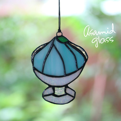 ステンドグラス バオバブの木 グリーンの葉っぱ ガラスのオブジェ