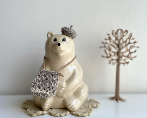 バックとベレー帽のセット ベージュ 秋 冬 北欧 しろくま貯金箱 その他