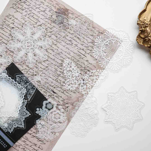 海外 装飾 ステッカー まとめ売り a レース リボン SALE !海外 レースシール 30枚 lace [AY857] シール・ステッカー