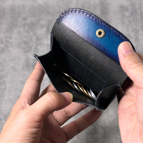 【本革】お札の顔が見える！コンパクト三つ折財布 コバルトブルー 本革】お札の顔が見える！コンパクト三つ折財布 コバルトブルー