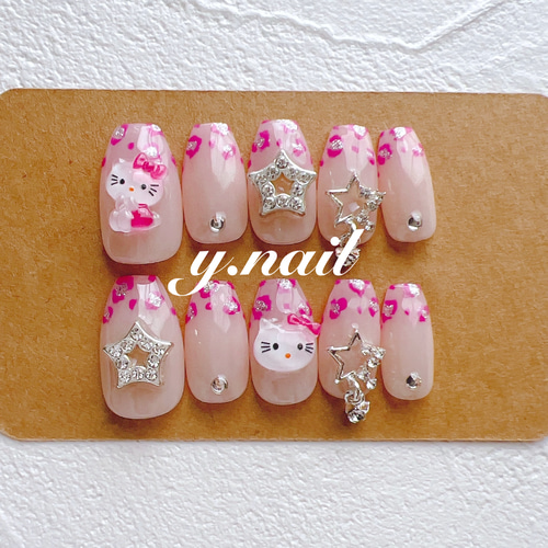 ネイルチップ/y2kネイル/レオパードネイル/ヒョウ柄ネイル/韓国 ネイル  