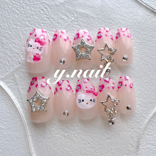 ネイルチップ/y2kネイル/レオパードネイル/ヒョウ柄ネイル/韓国 ネイル  