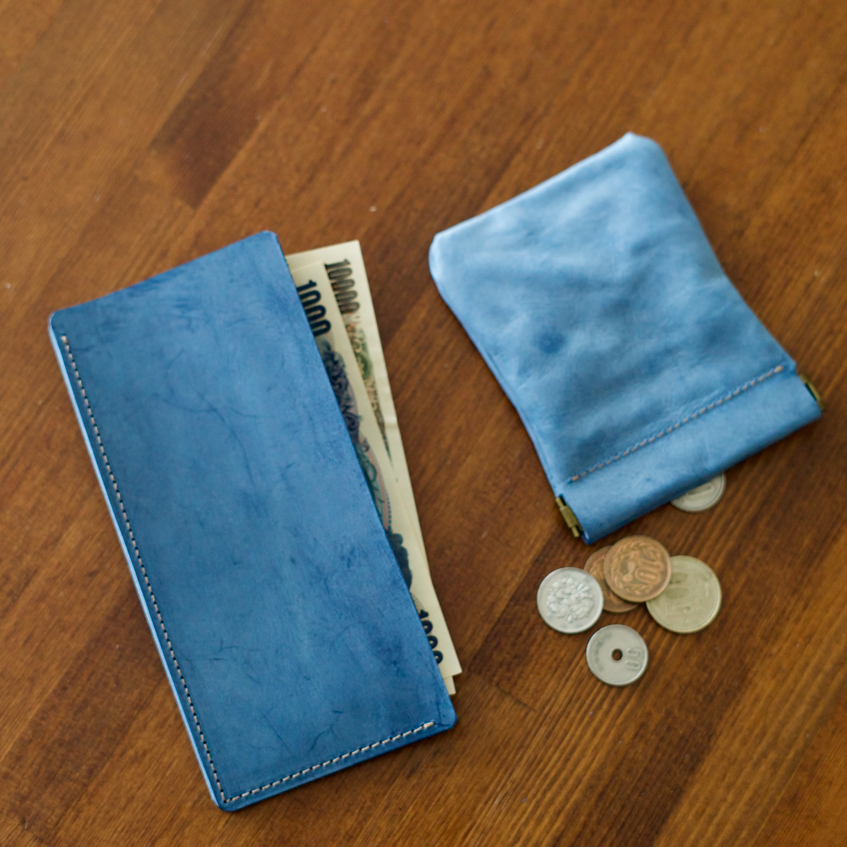 Creema限定　クリスマスの福袋コインケースと札入れセット　ワンプッシュ イタリアン本革コインケース ミニ財布