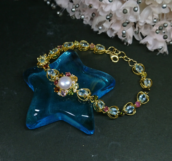 パール トルマリン ブレスレット 925 ☆0184 KIRABOSHIgem ピアス 