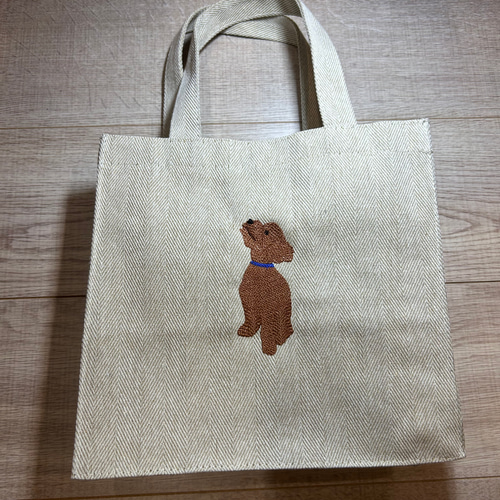 トイプードルトートバッグ、トイプードル、刺繍、トートバック トート
