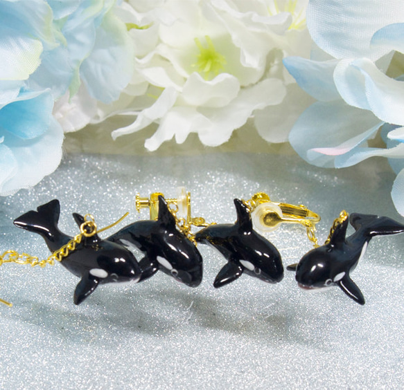 くらら様オーダー・シャチのピアス・イヤリング ピアス（フック  