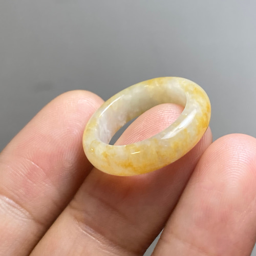 L7-54 美品 黄翡翠 11.0号 ミャンマー産天然 A貨 本翡翠 くりぬき