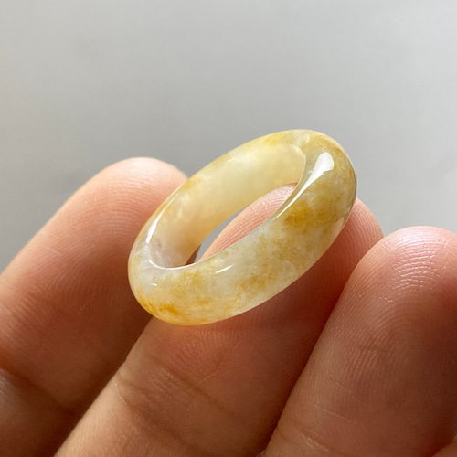 L7-54 美品 黄翡翠 11.0号 ミャンマー産天然 A貨 本翡翠 くりぬき