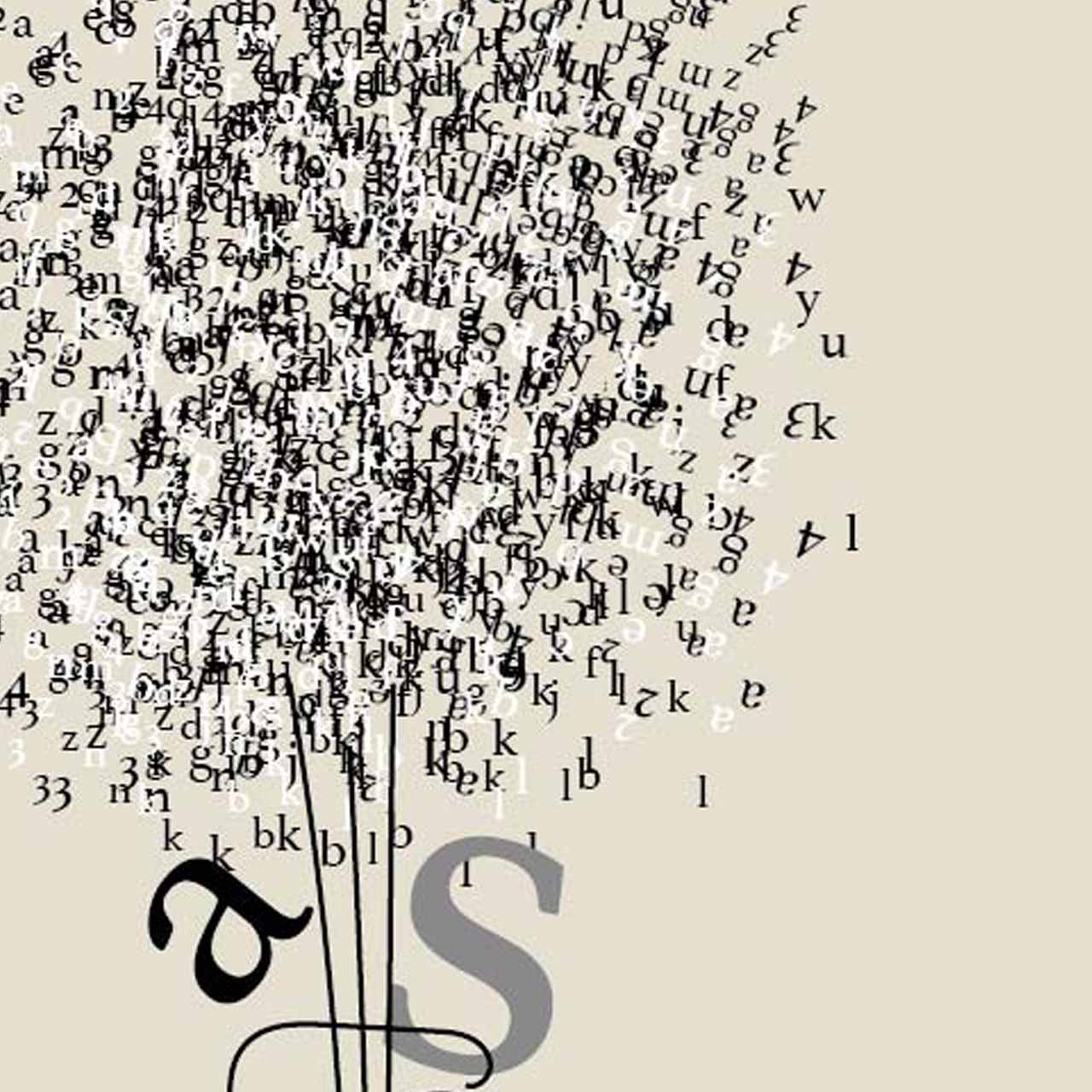 アルファベットフラワー　花　イラスト　ポスター　A4 A3 A2 A1　アート  　アートポスター　3006