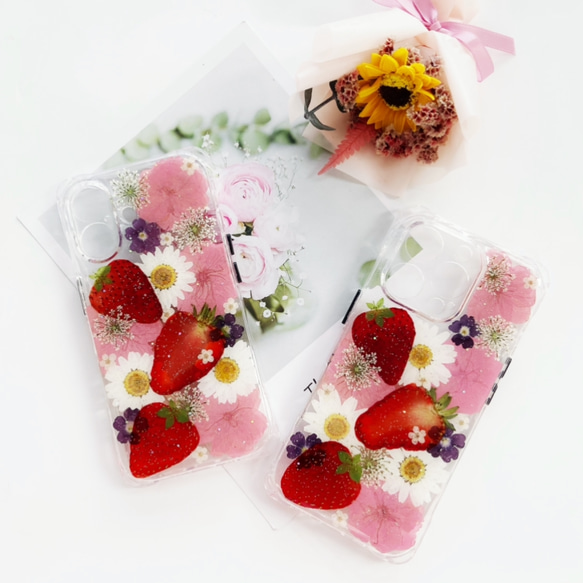 ✿︎´8 ❀押し花ケース❁❀オーダー 全機種対応 自分で選べる！ほぼ全機種対応スマホケース】押し花スマホケース