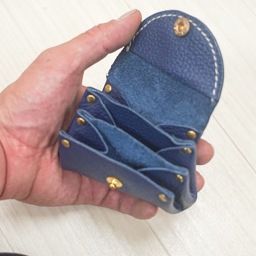 馬革 アコーディオンポーチ ミニ ハンドメイド 本革 手縫い