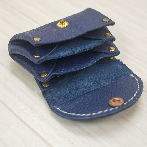 馬革 アコーディオンポーチ ミニ ハンドメイド 本革 手縫い レザー