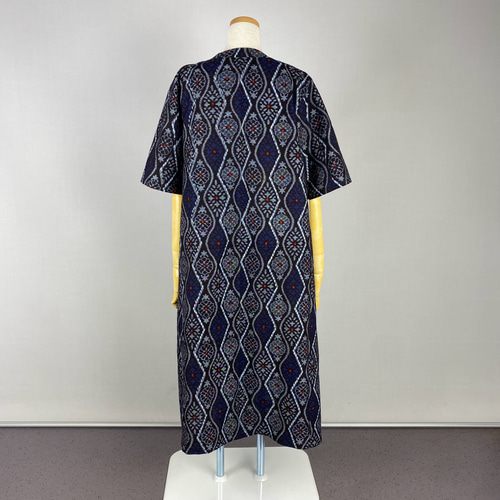 着物リメイクワンピース1719　久留米絣書生絣反物　ゆったりチュニックワンピース 着物リメイクワンピース1719 久留米絣書生絣反物 ゆったり