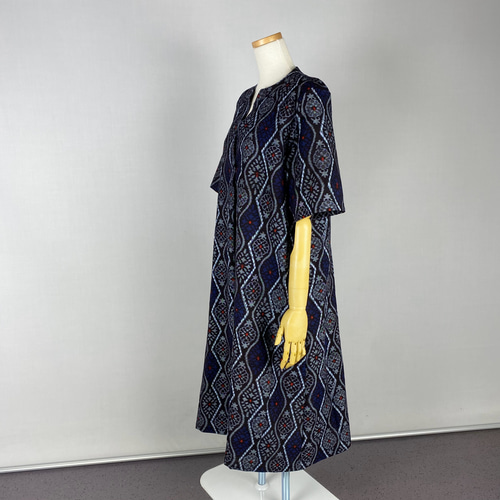 着物リメイク 本場久留米絣ゆったりワンピース＆バッグのセット