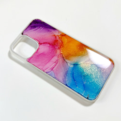 アルコールインクアートスマホケース/iPhoneケース【夕焼けピンク】 1枚目の画像