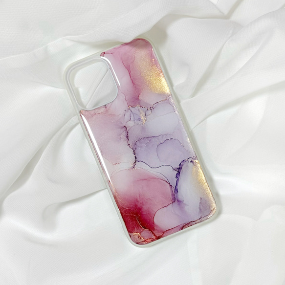 アルコールインクアートスマホケース/iPhoneケース【誘惑レッド】 1枚目の画像