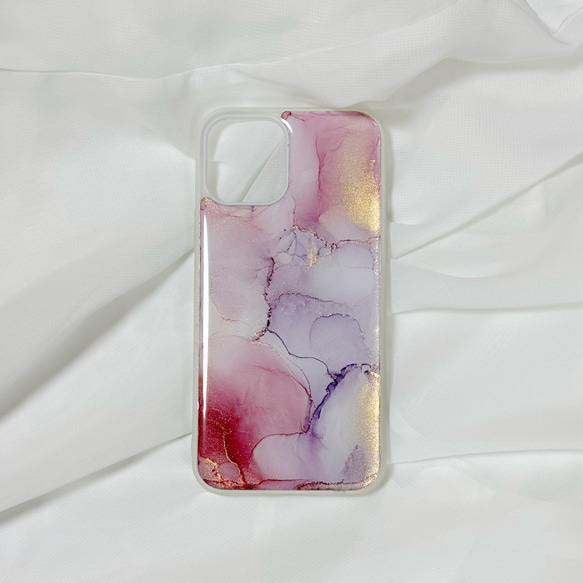 アルコールインクアートスマホケース/iPhoneケース【誘惑レッド】 4枚目の画像