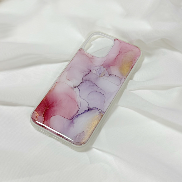 アルコールインクアートスマホケース/iPhoneケース【誘惑レッド】 3枚目の画像