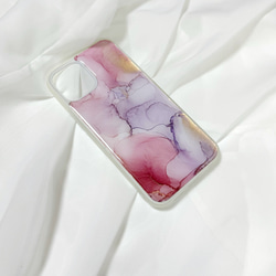 アルコールインクアートスマホケース/iPhoneケース【誘惑レッド】 2枚目の画像