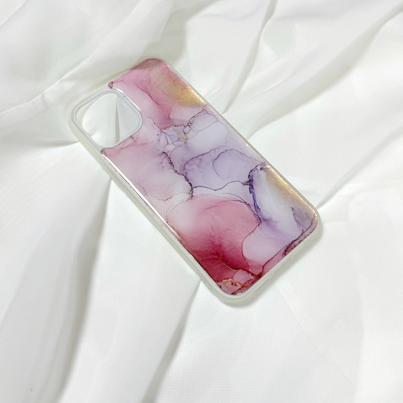 アルコールインクアートスマホケース/iPhoneケース【誘惑レッド】 2枚目の画像