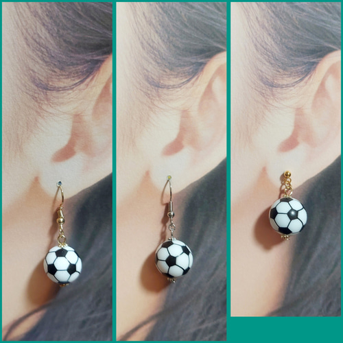 サッカーボール ピアス*イヤリング ♡ シンプル 観戦 推し活 ピアス 