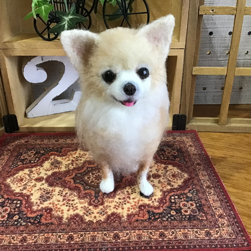 ロングコートチワワ（クリーム） 羊毛フェルト コーギー大好きママ