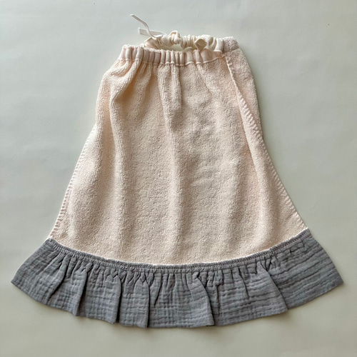 完成品☆すぐ発送OK☆ぽこぽこガーゼフリルが可愛いタオルエプロン お 