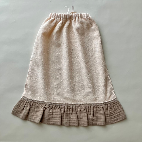 完成品☆すぐ発送OK☆ぽこぽこガーゼフリルが可愛いタオルエプロン お 