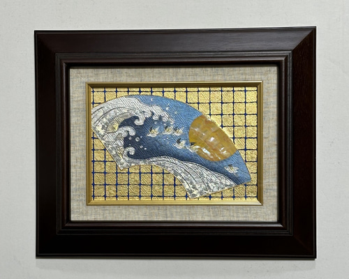 扇面.波頭に千鳥(金彩アート) 絵画 キンサイアート 通販
