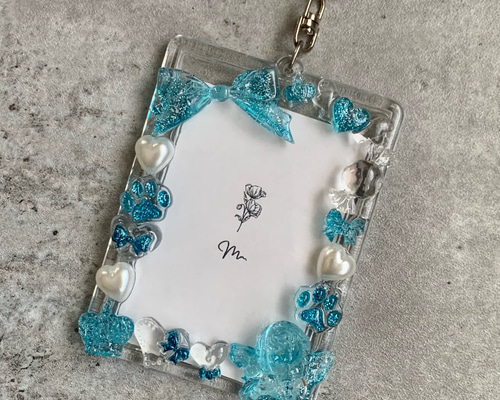 B8トレカキーホルダー】硬質ケース 『 lamé 』 水色/ブルー/クリア