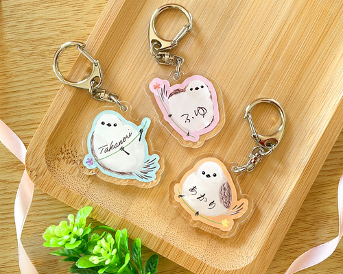 名入れ｜受注製作品】シマエナガのキーホルダー〈1個〉アクキー 名前