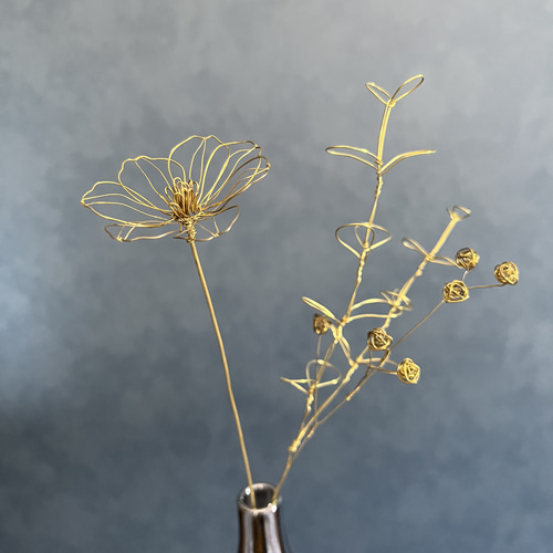 真鍮花のミニ花束 【受注制作】ワイヤーアート ワイヤークラフト