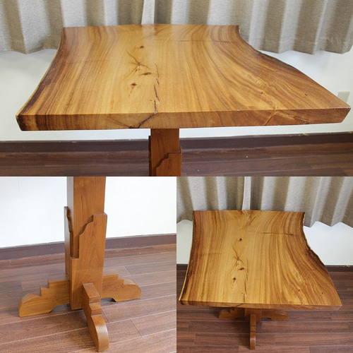 カフェ テーブル ダイニング 食卓 2人用 モンキーポッド x チーク無垢