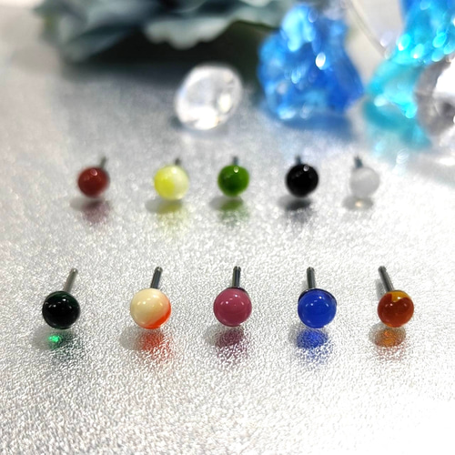 まんまるガラスのひと粒ボディピアス◇つけっぱなしOK！【M1