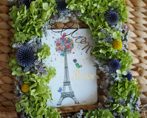 アナベルのオーバルリース　ドライフラワーリース 32cm アナベルのオーバルリース ドライフラワーリース 32cm アナベル