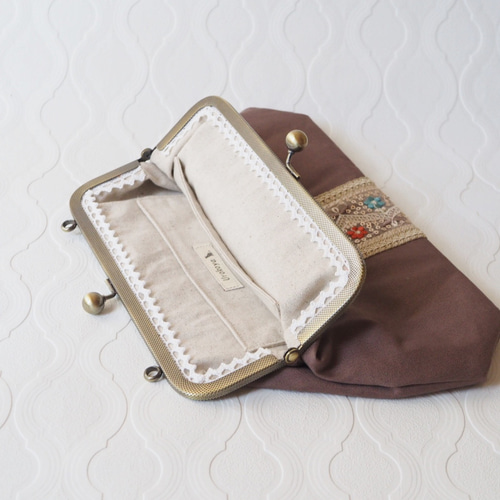 インド刺繍リボンのがま口バッグ（ネイビー） | G3sewing