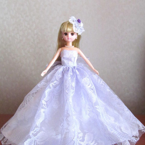 リカちゃんのお洋服＊＊レースのドレス＊パープル＊ヘッド