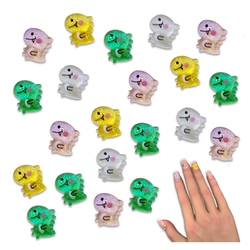 ネイルパーツ 恐竜 動物 混色 ラメ 10.5mm アニマル 50個 樹脂製 3D