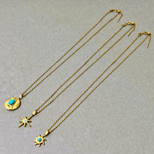 ターコイズチャーム 金製 アクセサリー サージカルステンレス 選べる チャーム ネックレス セット