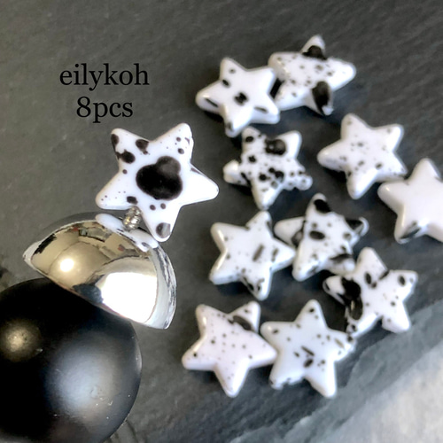 カスタムボールペントッパー 8個/ホワイト ペイント 星ビーズ BE328W ビーズ eilykoh-parts 通販｜Creema(クリーマ)  18030269