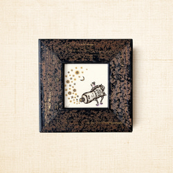 原画 油絵 陽光 太陽の光のアート 抽象画 78×78mm イエロー×ホワイト